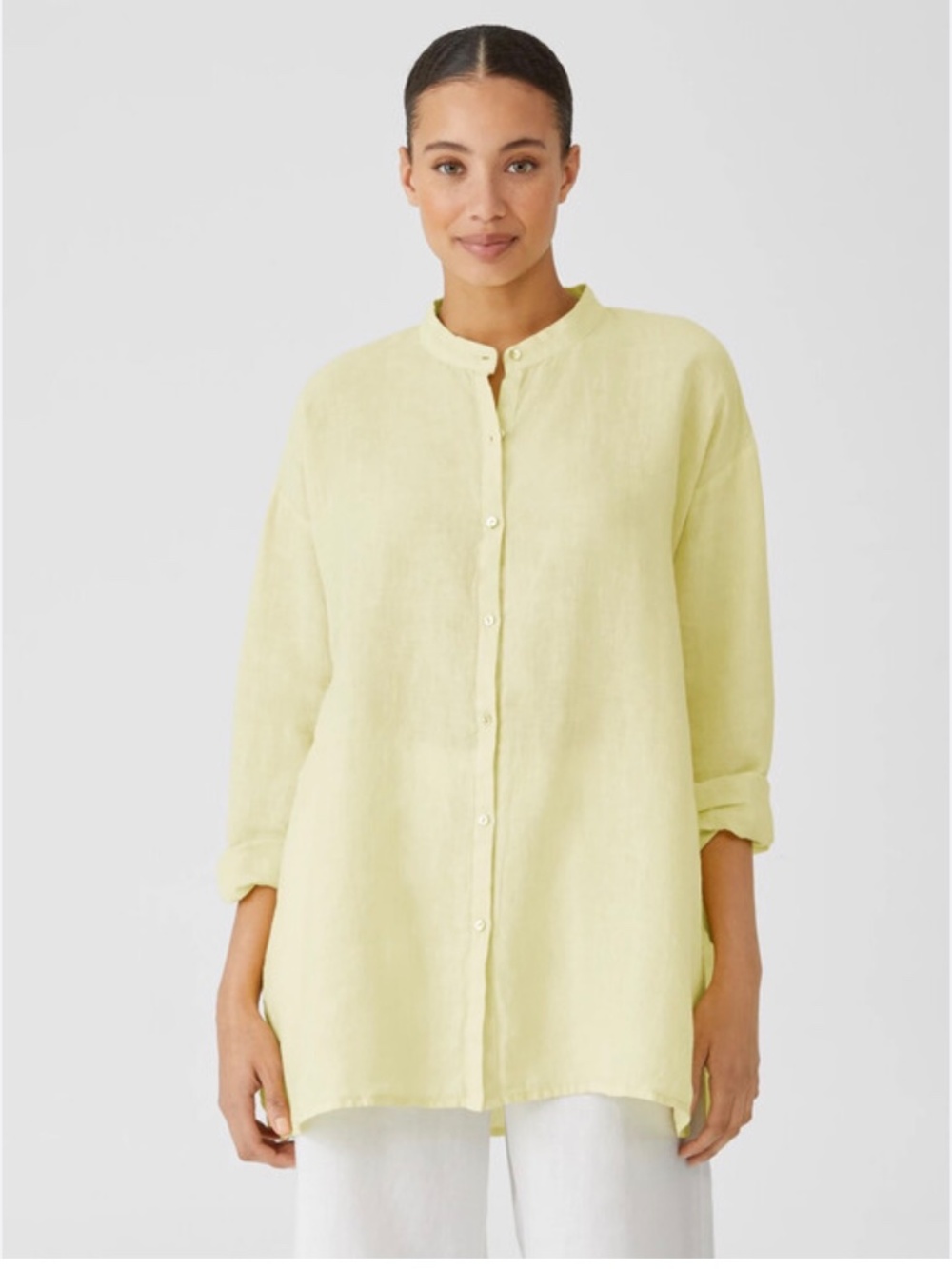 Eileen Fisher 100% Organic Linen Blouse size S Button down